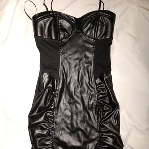 Black leather moto vest & dress